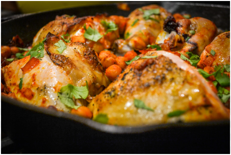 Chicken with Chickpeas and Harissa – A Perfect Blend of Spice and Comfort
